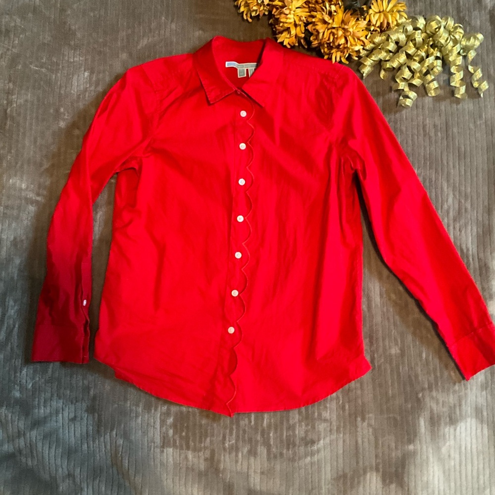 Draper James scalloped Button-Up Shirt
